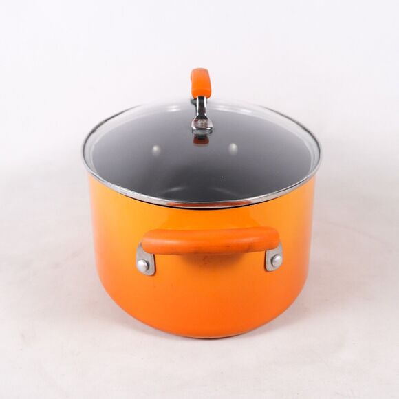 Rachel Ray Dutch Oven Nonstick Porcelain Cookware Oval Pasta Pot 8 QT Orange Lid - Picture 2 of 14